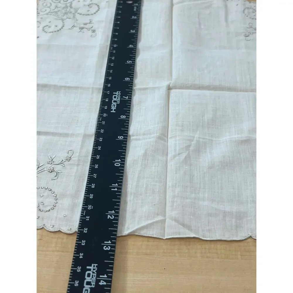 2 Vintage Beautiful Handmade Hand Stitched Napkin Hanky Cotton‎ Made In Madeira
